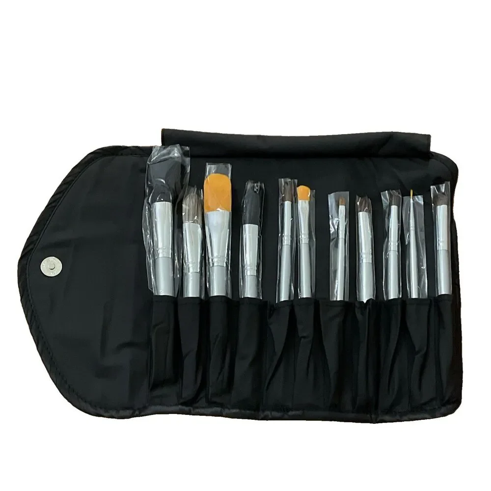FantaSea 11 Piece Cosmetic Makeup Brush Set Roll-Up Case FSC539 Goat Pony NEW